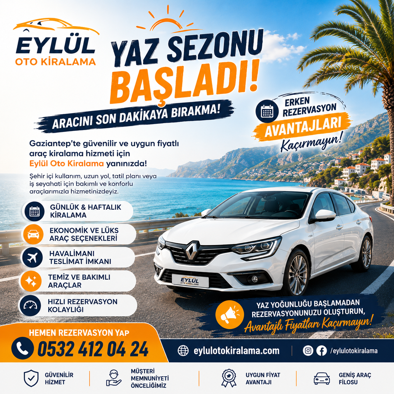 Gaziantep Araç Kiralama Hizmetlerinde Yaz Sezonu Yoğunluğu Başladı